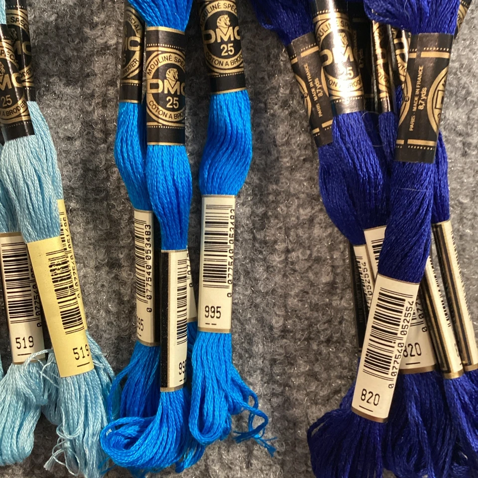 DMC Embroidery Floss Skeins Lot of 61 Mixed Blues 932 799 995 823 311 820 519 + - Image 4 of 4