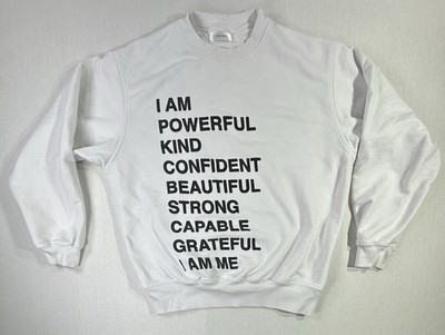 Anine Bing White I Am Affirmations Graphic Sweatshirt Women s Small Cotton