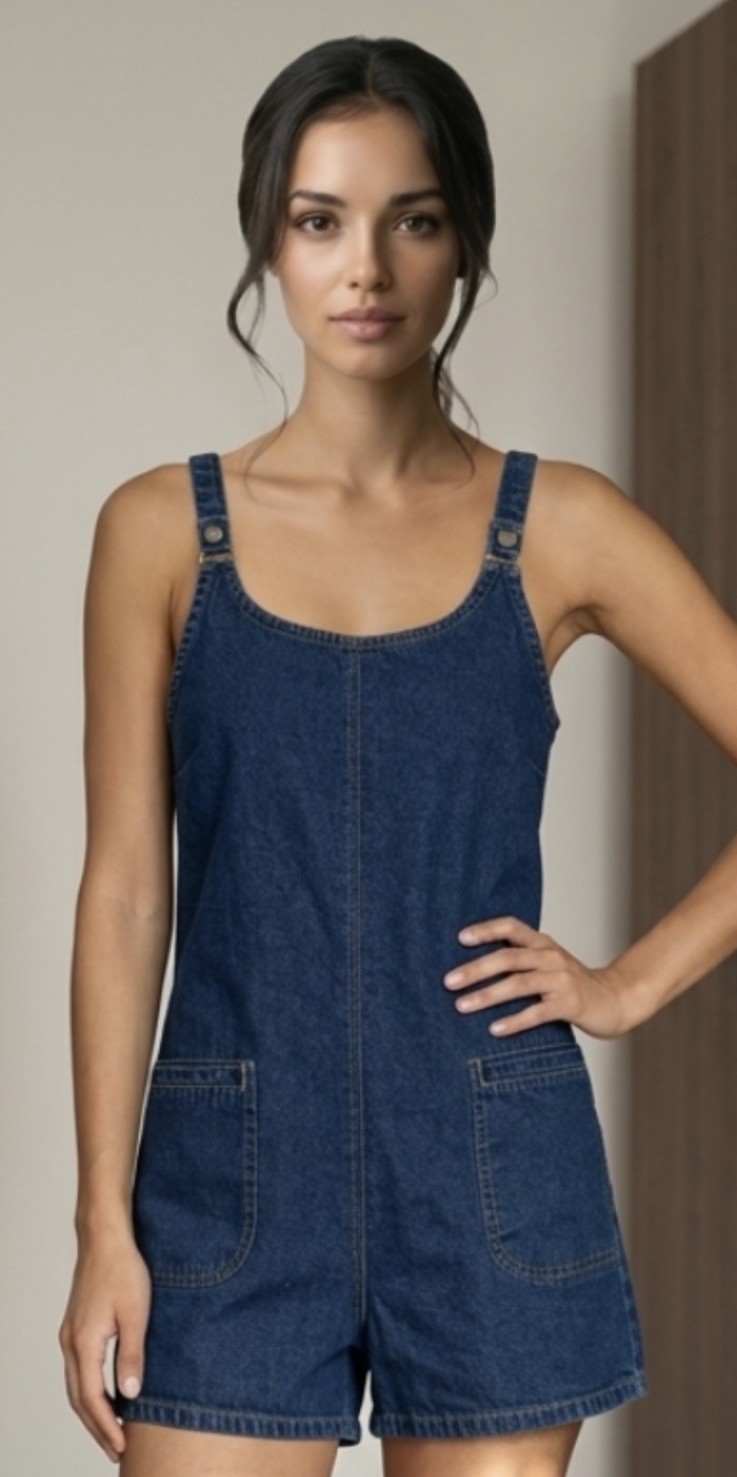 Vintage 80s 90s Esprit Basix Shorts Romper Denim Playsuit Jumper Women’s 3/4 New