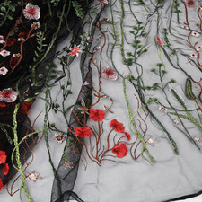 Exquisite Floral Embroidered Lace Fabric Flower Plant Tulle for Sewing Dress Gow
