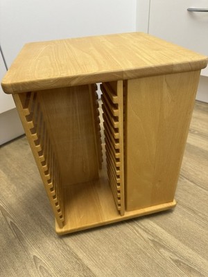 Vintage Holz drehbares CD Regal Aufbewahrung drehbares Karussell - für 52 + CD s