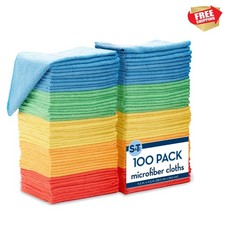 100 Pack Microfiber Cleaning Cloth, Bulk Towels for Home, Reusable Microfiber...