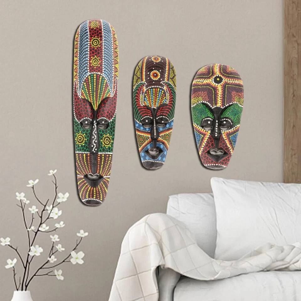 1Pcs African Style Thai Mask Hand Painted Wall Hanging - Image 1 of 1