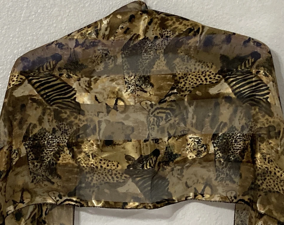 Шарф из полиэстера атласный/шифона для сафари зебра львы гепард тигры медведи гиены 13x58"" - Изображение 2 из 4