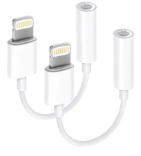Apple MFi Certified 2 Pack Lightning to 3.5 mm Headphone Jack Adapter for iPh...