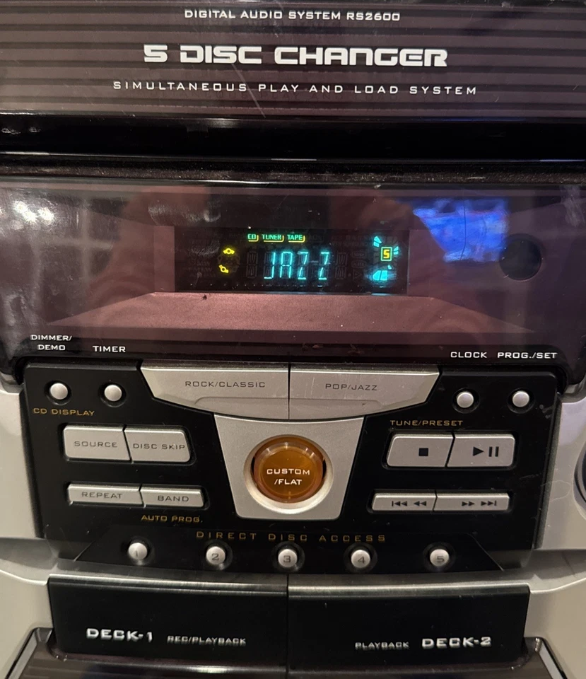 RCA RS2600 Digital Audio 5 Disc CD Dual Cassette Base Only 2002 Vintage Read - Image 4 of 4