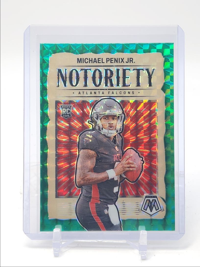 MICHAEL PENIX JR. 2024 MOSAIC NOTORIETY ROOKIE GREEN PRIZM FALCONS RC Q5190