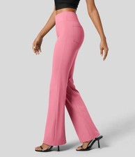 Halara NWT Flex High Waisted Back Side Pocket Flare Work Pants Pink Women's Sz S