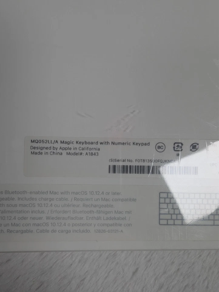 Apple Magic Wireless Keyboard Numeric Keypad A1843 Silver/White NEW SEALED - Image 4 of 4