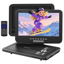 POFOTO 12.5" Portable DVD Player with 10.5" HD Swivel Screen, 6-Hour Black