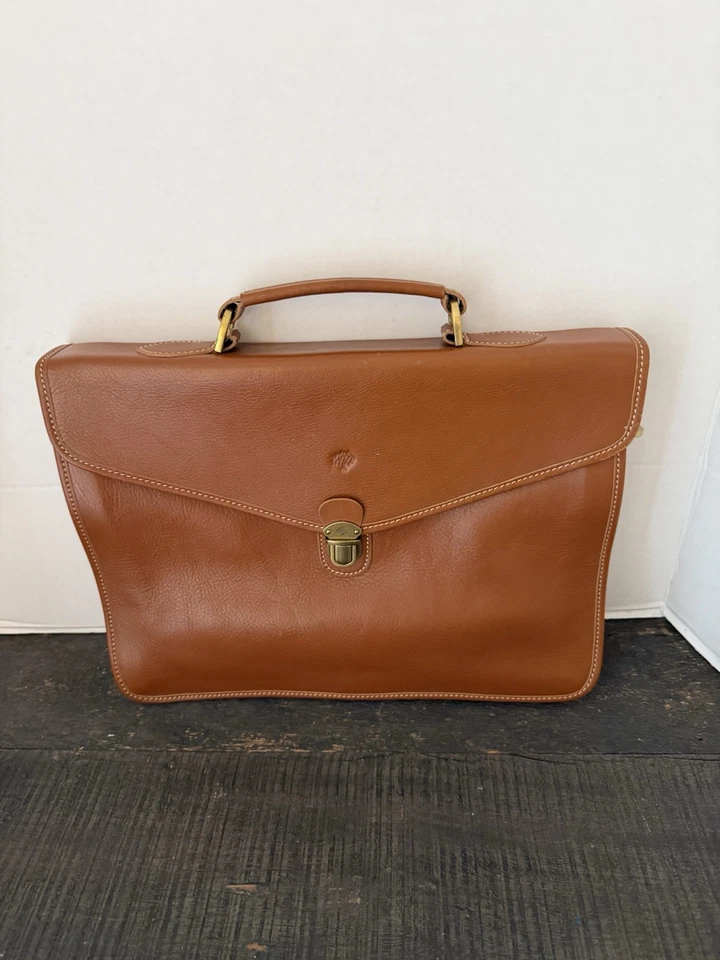 Maletín de cuero Mulberry bolso de documentos marrón tartán con correa nuevo de stock Foto 2 de 4