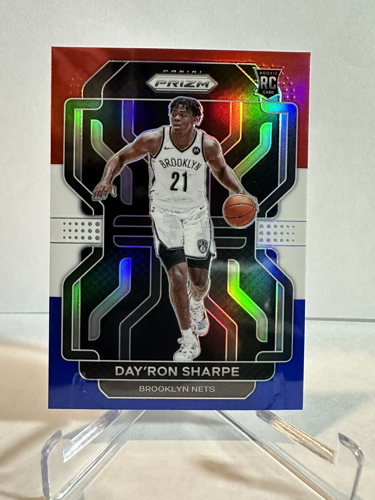 Day’Ron Sharpe RC 2021-22 Prizm NBA RWB SP Rookie #281 Brooklyn Nets