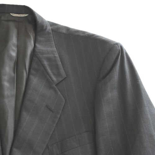 Stafford 46L 38x32 Black Stripe Hartmarx 100% Wool Mens Jacket Pants Suit - Picture 2 of 12