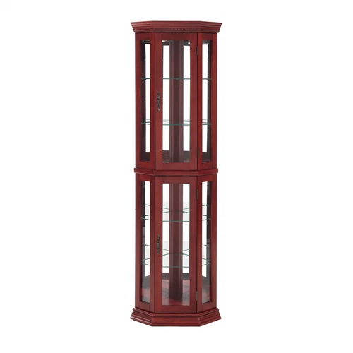 6 Shelf Corner Curio Display Cabinet,69.49"H Lighted Wooden Bar Glass Cabinet - Picture 46 of 47
