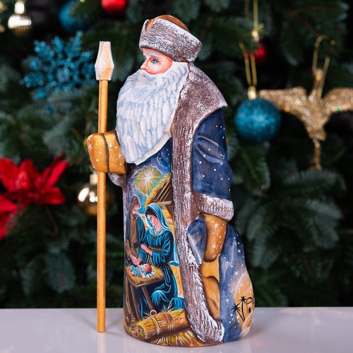 Holz Weihnachtsmann Figur 10" Krippe russischer Santa Ded Moroz MADE IN UKRAINE - Bild 5 von 16