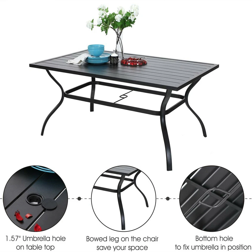 Juego de mesa sillas apilables muebles de metal para comedor de patio exterior de 7 piezas Foto 3 de 4