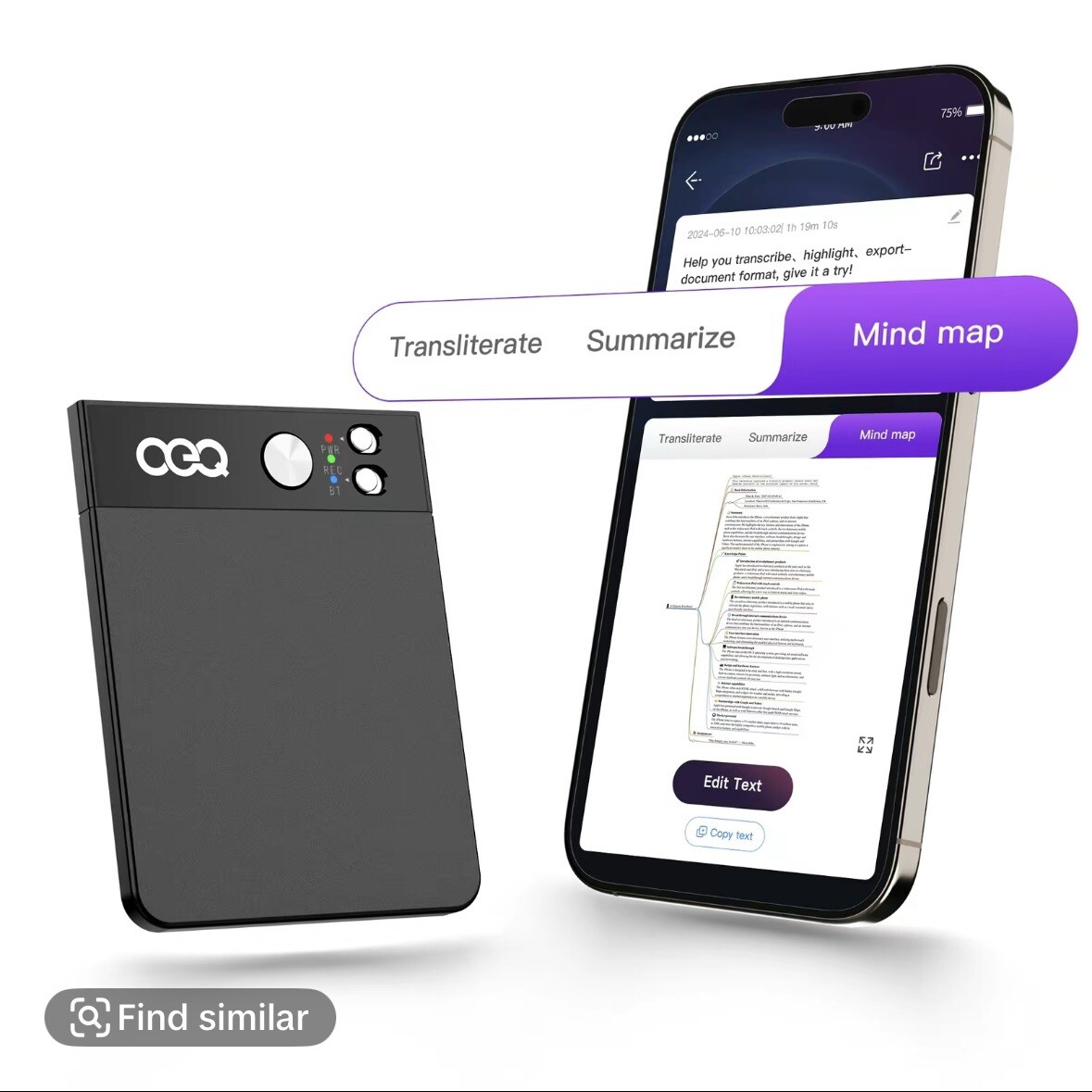 OEQ Al Voice Recorder, 64GB Al Speech Processor with Simultaneous