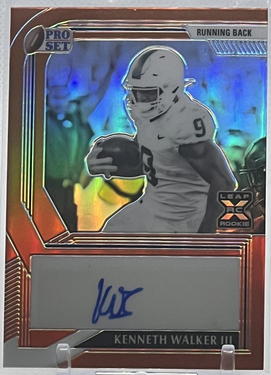 💥KENNETH WALKER III AUTO💥2023 LEAF PRO SET ORANGE PRIZM AUTO💥RC LE #1/10🔥🔥