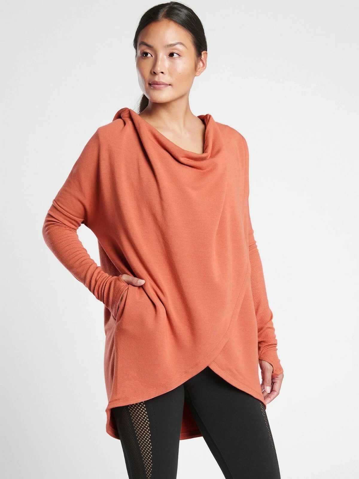 NWT Athleta Purana Wrap Sweatshirt, Etruscan Red SIZE S #486073 O0213H