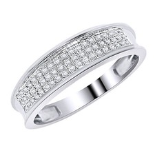 10k White Gold Mens 6mm Pave Round Diamond Wedding Fashion Band Ring 0.25 ct