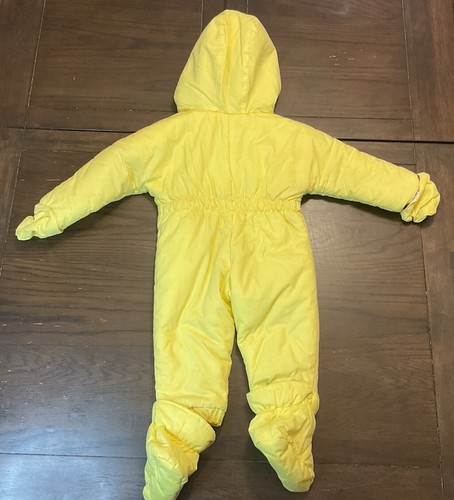 Vintage Artic Expedition 90s 12 Month Bright Yellow Hooded Toddler Snow Suit - Picture 11 of 13