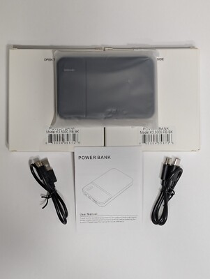New Power Banks 5000Mah Black Portable Charger USB Type C Micro Cable 2 Pack LOT