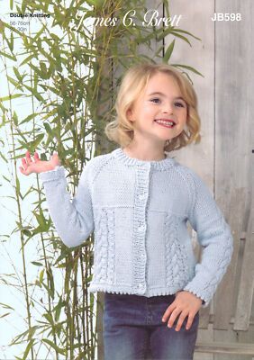 James Brett Kinder Strickjacke Doppelstrickmuster Mädchen Zopfmuster JB598