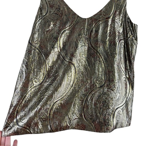 J.Crew Größe 2 Cate Seide Metallic Paisley Cami V-Ausschnitt Tanktop in schimmerndem Gold - Bild 9 von 13