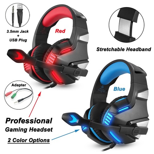 Gaming MIC 3.5mm LED Headset For PC Mac 