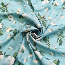 1 yard X 1.4 meterBlue Floral Viscose Fabric Dress Shirt Material Cotton Poplin
