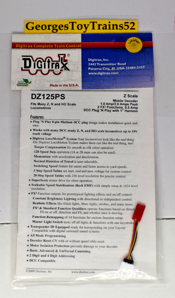 Digitrax Decoder Cv Values Digitrax Z DZ125PS DCC Mobile Decoder 1 Amp for sale online | eBay