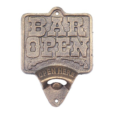 Gusseisen ''BAR OPEN'' 155mm Flaschenöffner perfektes Geschenk ''MAN CAVE'' Geschenk