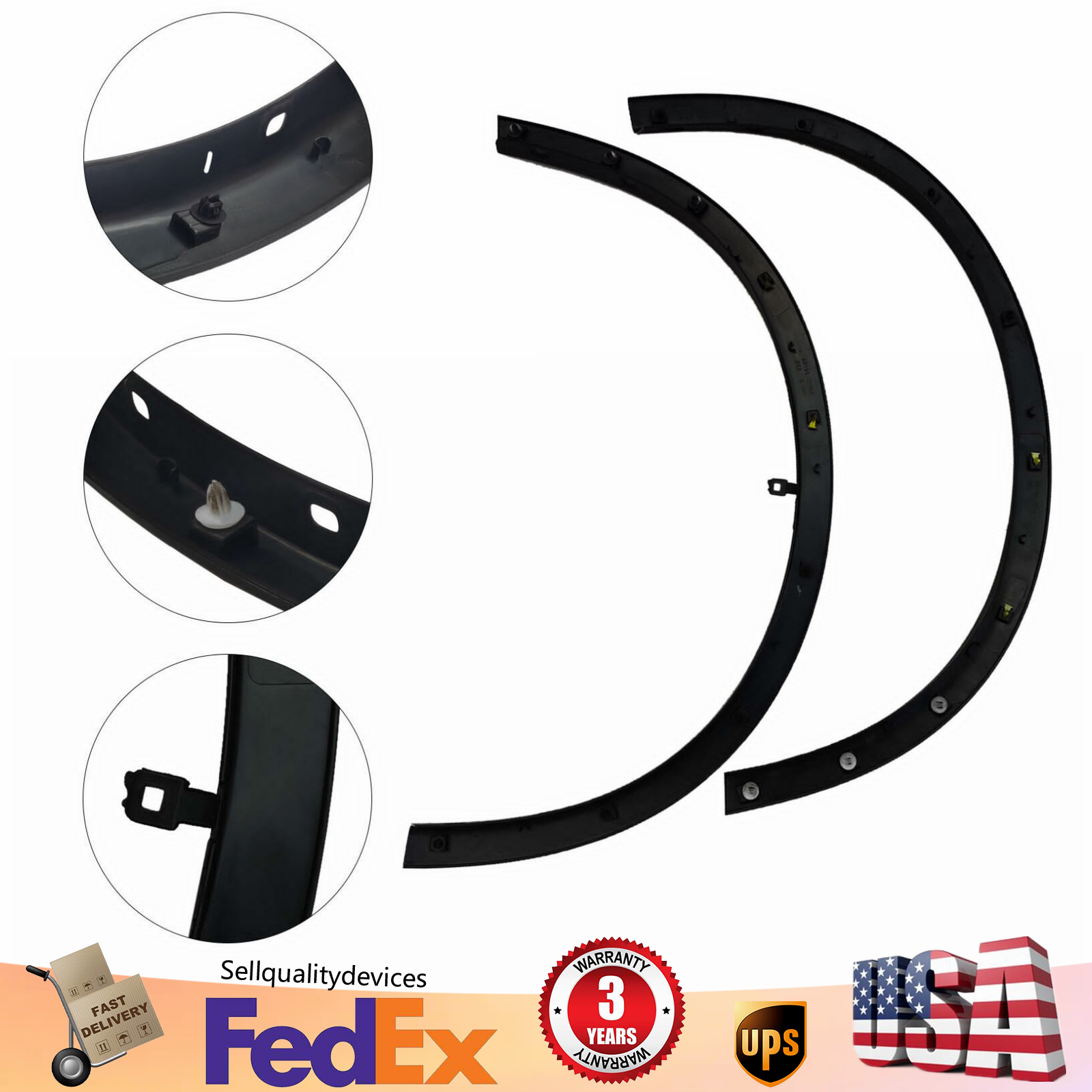 Driver Passenger Side Fits 2014-16 Nissan Rogue Fender Flare Molding Arch Trim