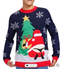 Tipsy Elves Funny Ugly Sweater Medium Santa Mooning in Merry Christmas Snow