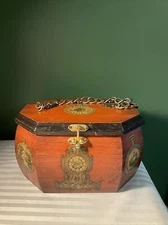 Vintage Wooden Purse Box  Storage Case Sewing Box