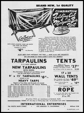 1946 International Enterprises Los Angeles Folding Cot Mosquito Bar Net Print Ad