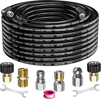 #ad #ad 4000PSI Sewer Jetter Nozzles Kit 35FT Drain Cleaning Hose for Pressure Washer $33.98