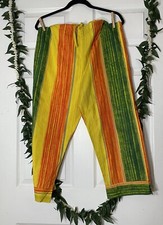 Vintage Jams World Women's Bright Drawstring Crop Ankle Pants Pockets Medium