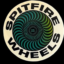 Vintage 1980’s-1990’s Spitfire Wheels Skateboard Sticker In Teal, Green & Black