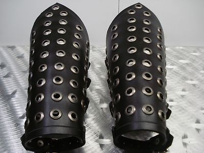 LEATHER EYELETS BLACK GAUNTLETS.GOTH METAL... (MDLG0040)..... SAMAEL'S
