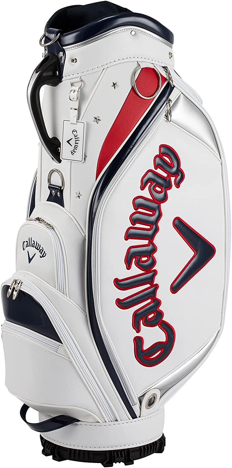 Callaway Golf Exia 22 JM Cart Club Bag White Red 9.5in 4way Shoes Pocket  New Zip