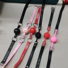 Faux Leather Belt Silicone Rubber Open Mouth Gag Bondage Head Harness Restraint