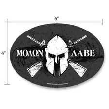 Molon Labe 2nd Amendment Decal Round 4" Tall x 6" Wide, New, United States