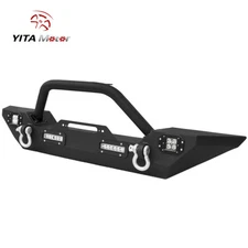 for 2007-2018 Jeep Wrangler JK & Unlimited Front Bumper w/ LED Lights & D-Rings