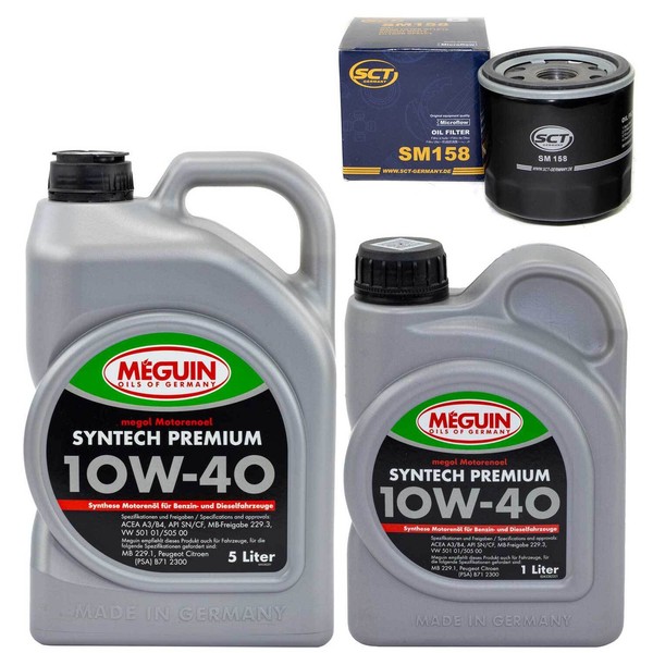 MotoröL Set 10W-40 Meguin 6 Liter + ÖLfilter SM 158 FüR Alfa Romeo Fiat Lancia-image