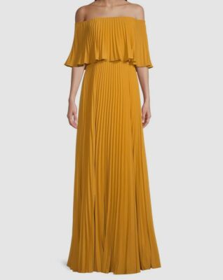 $395 Aidan by Aidan Mattox Women's Yellow Off-Shoulder A-Line