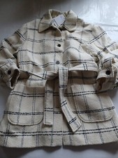 Los Angeles Atelier Ladies Coat. Cream Check. Wool. Belt. Size Eur 42