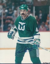 Dave Babych signed vintage Hartford Whalers color 8 x 10 hockey photo