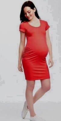 New! Womens Old Navy Orange Bodycon Maternity Summer Dress Sz XL