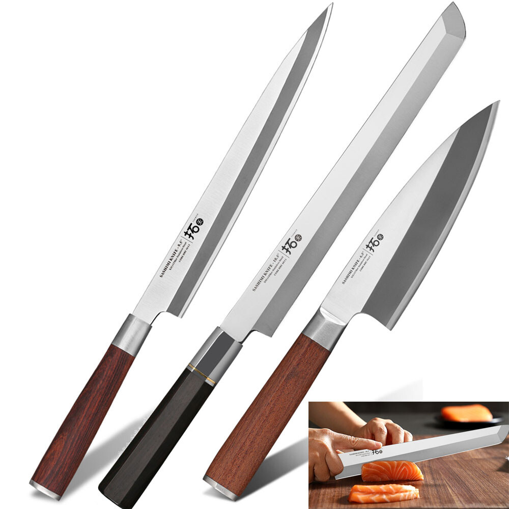 TURWHO 16cm + 24cm +27cm Sashimi Messer Lachs Fisch Sushi Thunfisch Küchenmesser